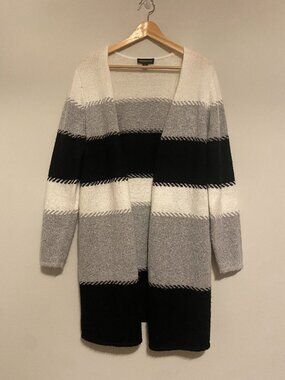 Fortune & Ivy Cardigan, Large, Black/White/Gray Color block